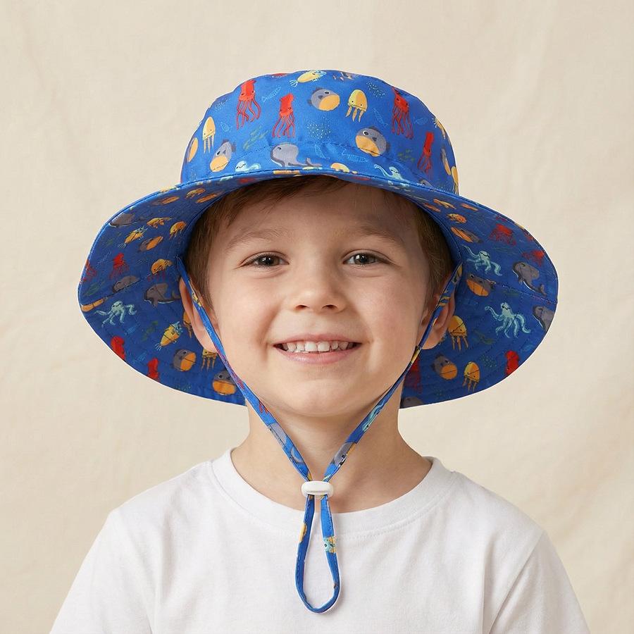 Printed baby sun hat for boys and girls. Men's and women's fisherman hats. Pure sun protection hats. Outdoor adjustable.