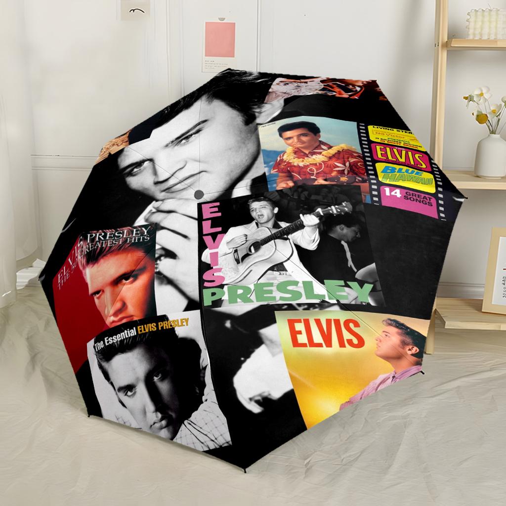 Elvis Presley's Iconic Style Automatic Umbrella with 8-Rib Foldable Design All-Season Use Fashionable Perfect Gift for Friends & Family