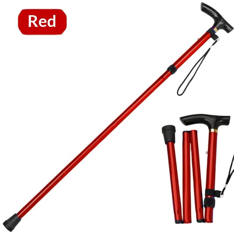 Foldable Telescopic Aluminum Alloy Trekking Pole Lightweight Multifunctional Elderly Hiking Walking Stick