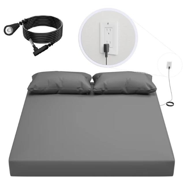 

Grounding Fitted Sheet | Premium Cotton Silver Fiber | Better Sleep, Less Pain | (153x203cm / 193x203cm) | Includes 15ft Cord 153*203CM серый
