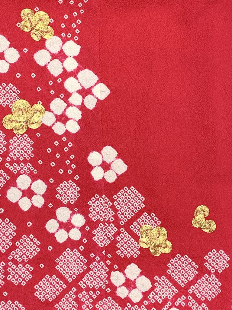 7 Years Girl In Pure Genuine Shibori Gold Piece Picture Kimono HYS218 [Muromachi-st.] Shichi-Go-San Kimono, Old, (Made Japan, Silk), Pattern,