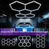 Hexagonal LED Honeycomb Ceiling Light, 110V Wide Voltage for Garage, Auto Repair, Car Detailing, and Wash Bays.