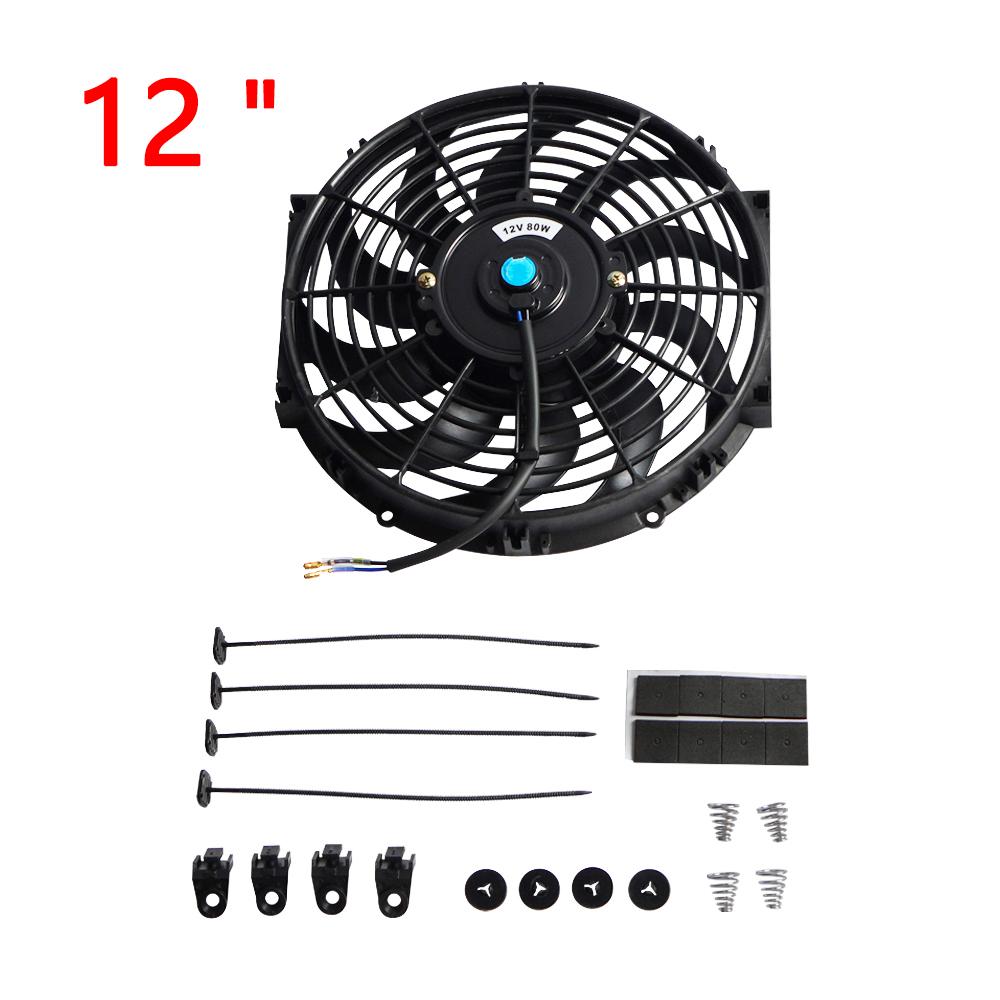 Univerzální 7/9/10/12/14 palcový 12V 80W 2100RPM Sada chladiče chladiče klimatizace do auta