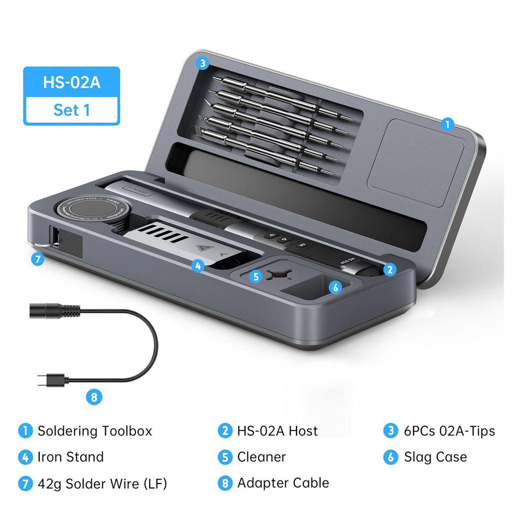 FNIRSI HS-02 Soldering Iron Set and Mobile Workbench Storage Box