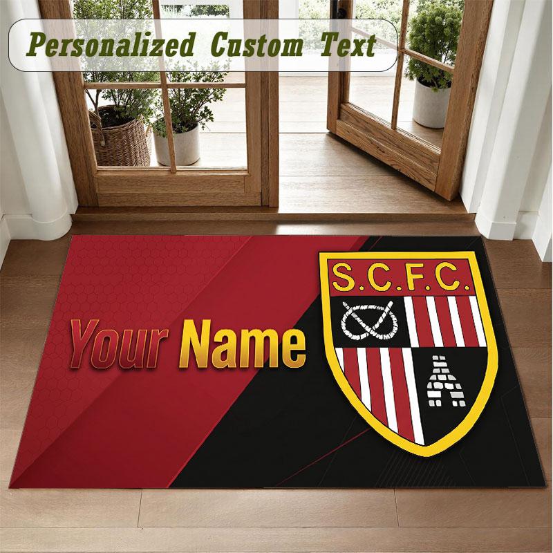 Crystal Velvet Square Rug Custom NameStoke City FC Pattern Non Slip Home Floor Decor Rug