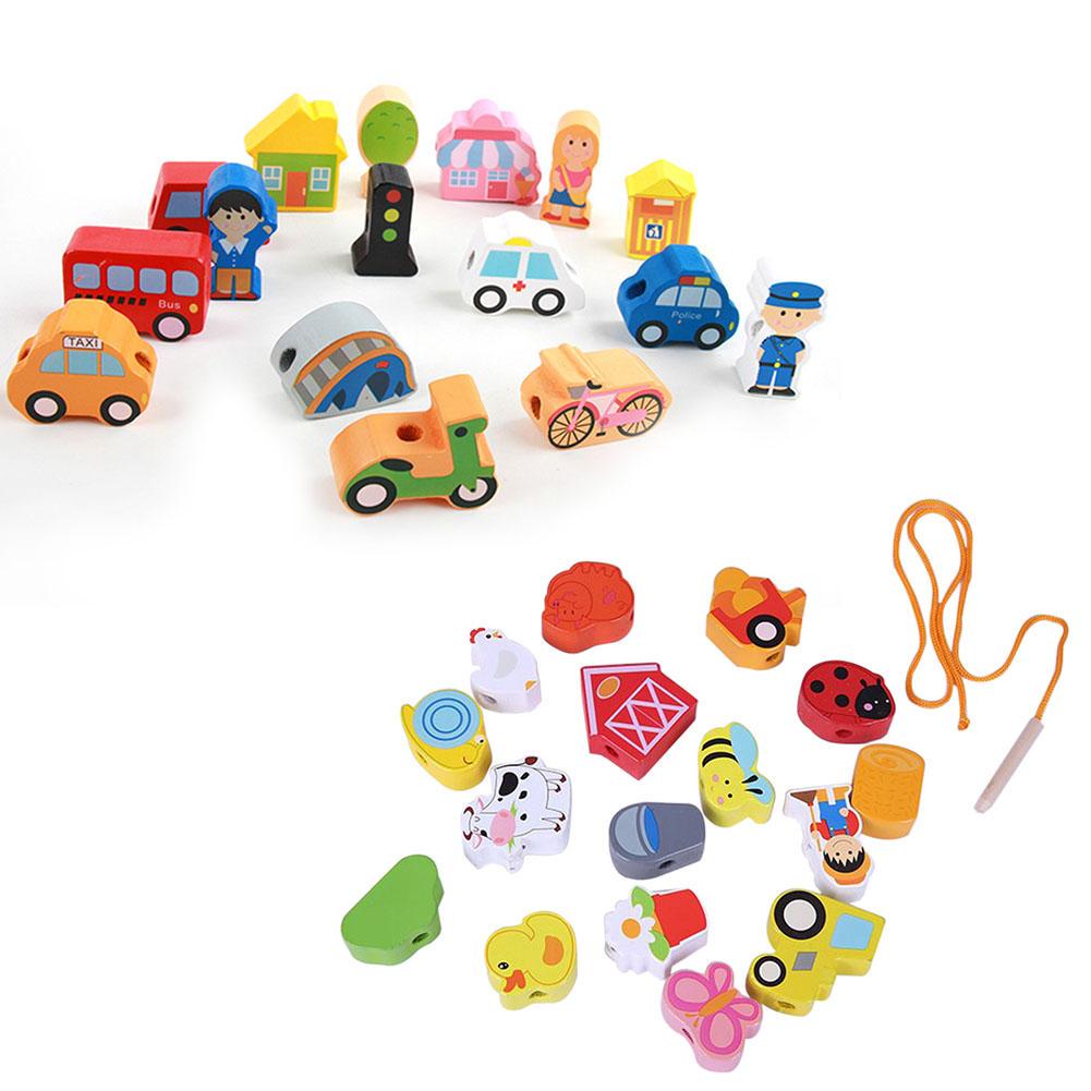 Buy Wooden Kids Toy Building Block String Beads Piercing Rope ...