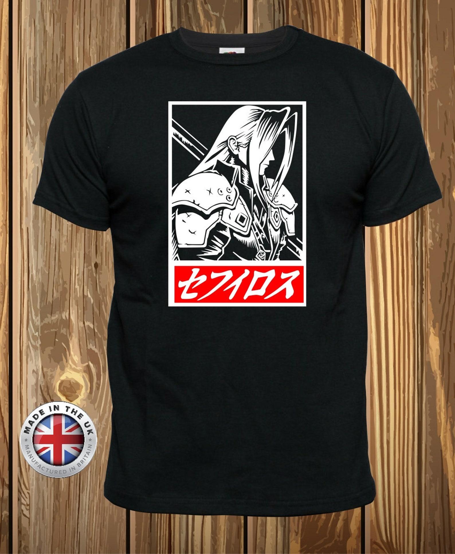 Final Fantasy T-Shirt inspired Sephiroth T-Shirt Obey Style black printed T-Shirt M