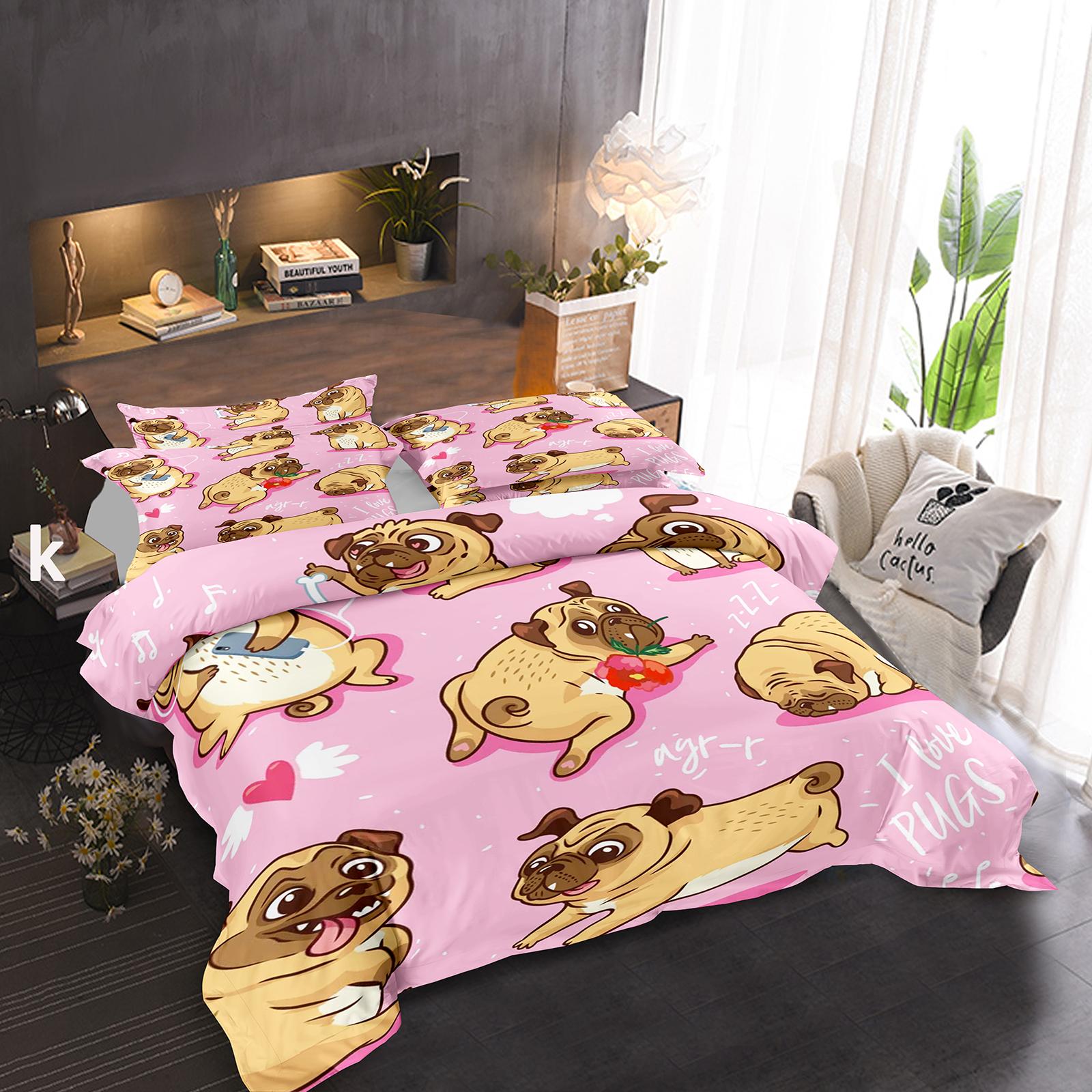 

Comforter Pug Dog King Queen Size Funny Pet Puppy Bedding Set For Kids Teens Adults Animal Cute Expression 2/3Pcs Comforter (quilt)-EU Single(135*200cm)3pcs