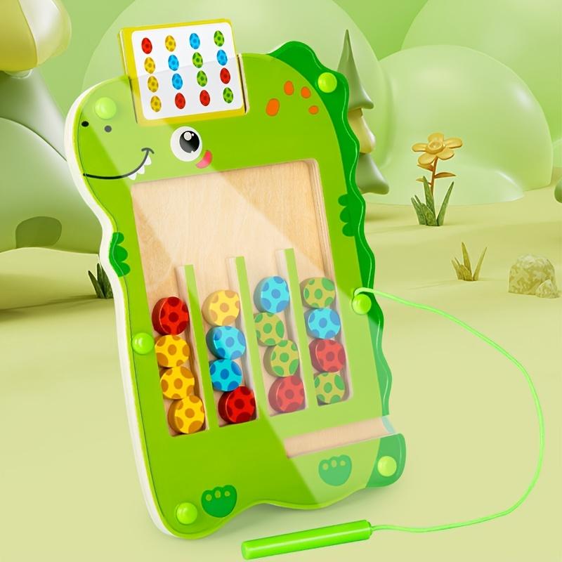 Dinosaur Egg Magnetic Four Color Placement Game, Color Sorting Skills Training Wooden Toy, Hand Eye Coordination Toy, Color Toys