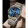 Mens Business Chronograph Watch Stainless Steel Analog Moon‑Phase Wristwatch Waterproof Luminous