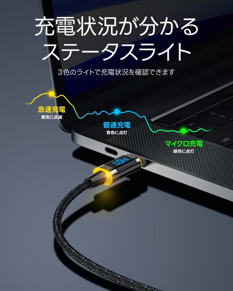 AOHI 140W USB C To USB C Cable with LED PD 140W Fast Nylon and Aluminum Data Compatible with MacBook Galaxy and Other Android Devices Display,