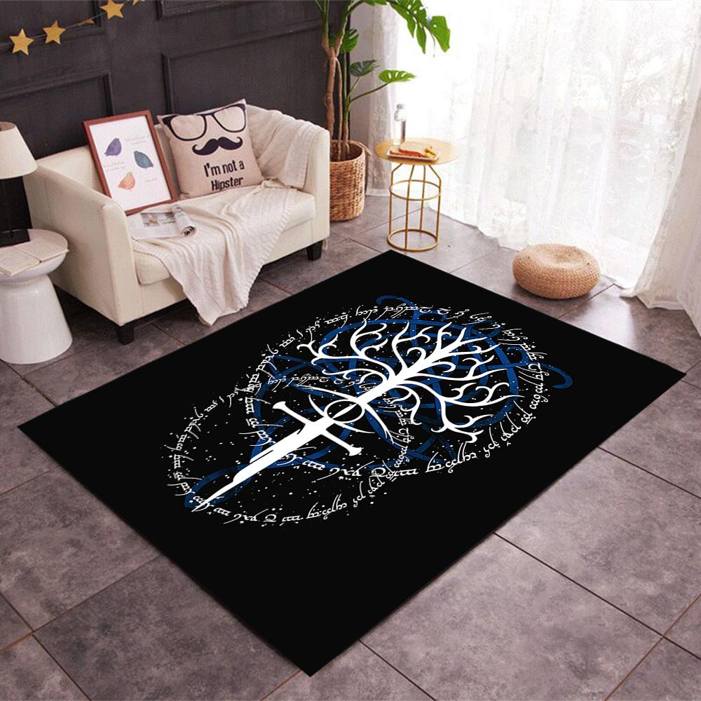 Lord Rings Symbol Carpet Suitable for Outdoor Foyer Living Rooms Entryway Antislip Carpet Anime Office Decor Spiritual Gift