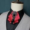 Silk Ribbon Bowtie Brooch Pin Mens Women Wedding Party Vintage Pretied Necktie Clip Crystal Bowknot Shirt Collar Tie