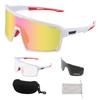Polarized Sports 2 Replacement Lenses Pink Mirror White Full Cycling Includes Inner Frame for Hard Motorcycle Suitable for Golf [FOCUHUNTER]