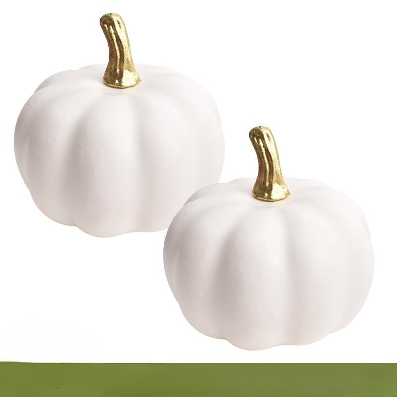 2Pcs Artificial Pumpkin Set, Faux Pumpkin Simulation Pumpkin Model, Decorative Fake Pumpkin for Halloween Thanksgiving Table Centerpiece