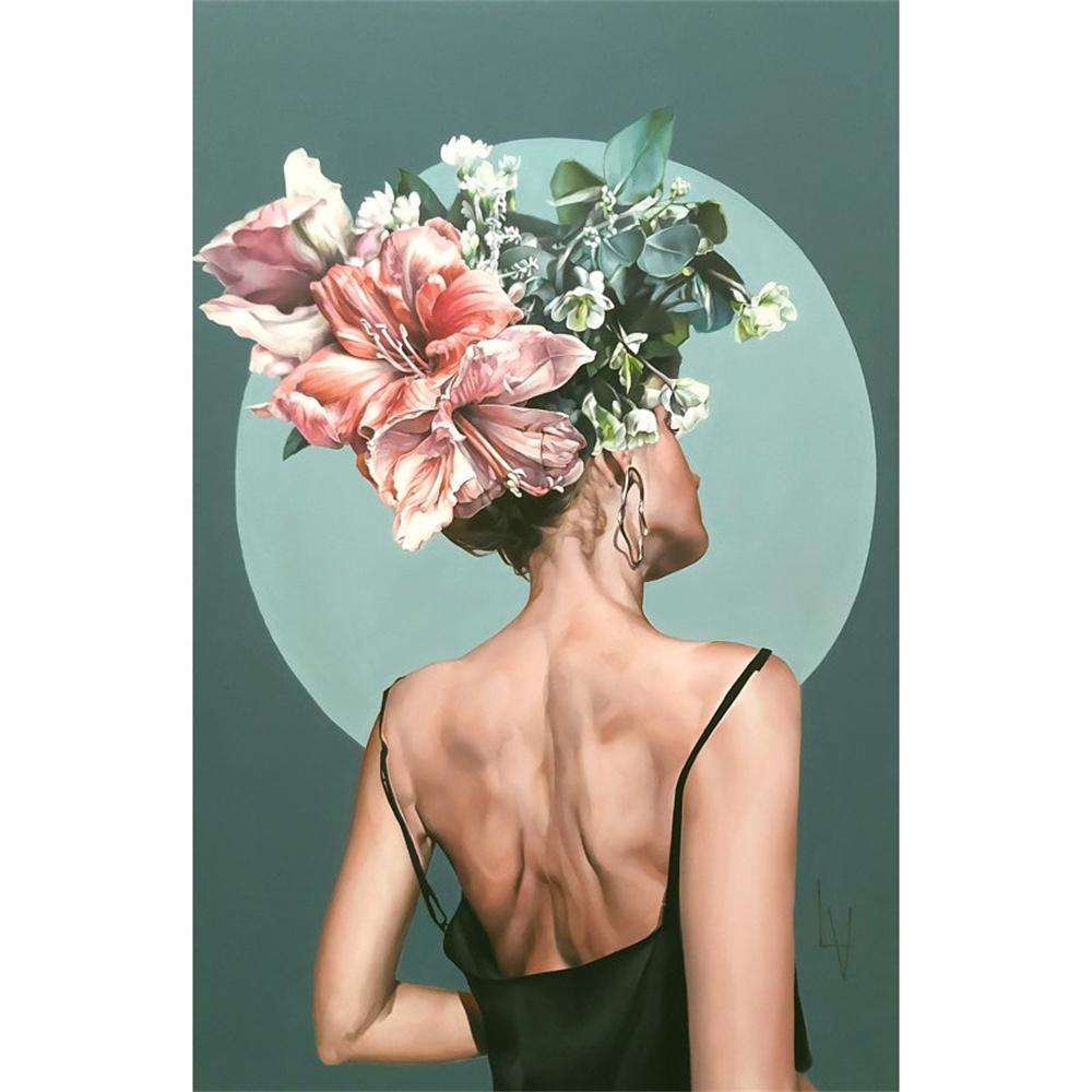 Nordic Flowers Head Woman Canvas Paintings On the Wall Art Posters And Prints Feather Girls Wall Pictures Home Decoration