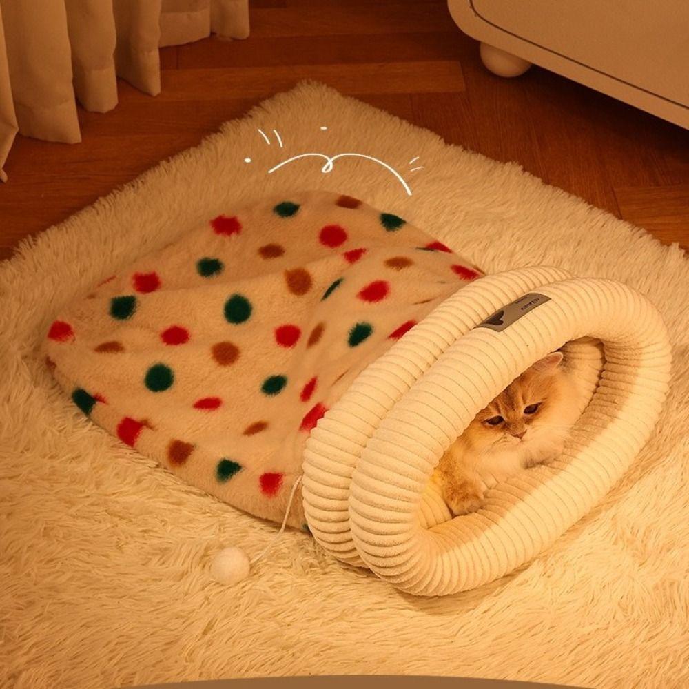 Halbgeschlossener Katzenschlafsack Warmer Katzentunnel Nest Langlebiges Katzen-Taschennest Apartment