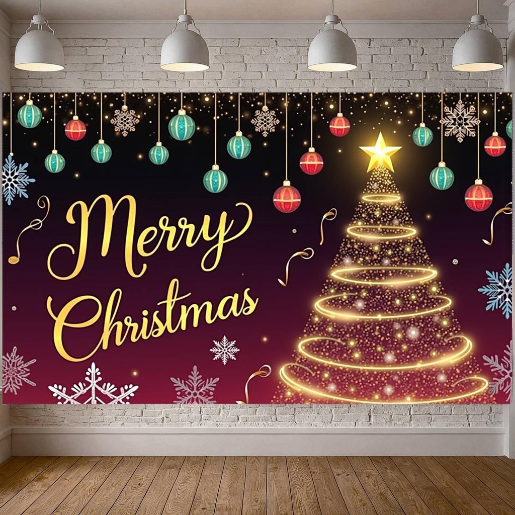 Snowflake Banner Sparkling Star Xmas Banner Christmas Ornament Banner Festive For Christmas Party Family Gathering Mall