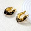 French Maillard Vintage Fashion U-shaped Resin Earrings Light Luxury High-end Stainless Steel Girls' Personalized Jewelry