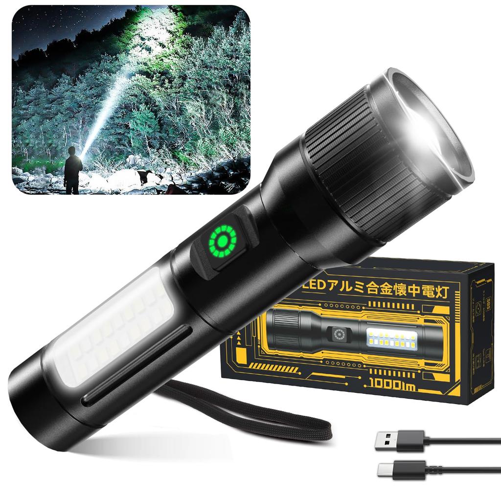 Svoko Flashlight Latest Enhanced Version Luminous Handheld Torch LED Light White and Red COB Work Light 6 Modes Dimming Maximum Illumination Distance