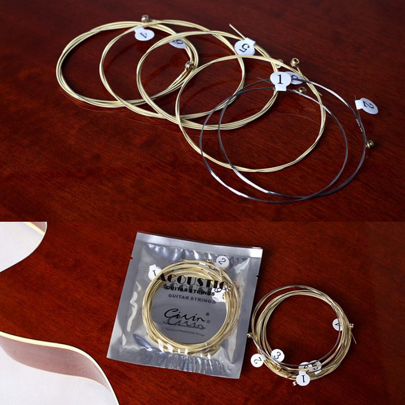 6Pcs/Set Universal Acoustic Guitar String Brass Hexagonal Steel Core Strings For