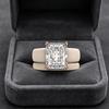 New Trend White Ceramic & Rose Gold Ring, Large Radiant Cut CZ Diamond Solitaire Ring, Fashion Women's Statement Jewelry fo