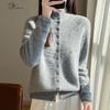 Women's 100% Wool Semi-High Neck Hollow-Out Sweater