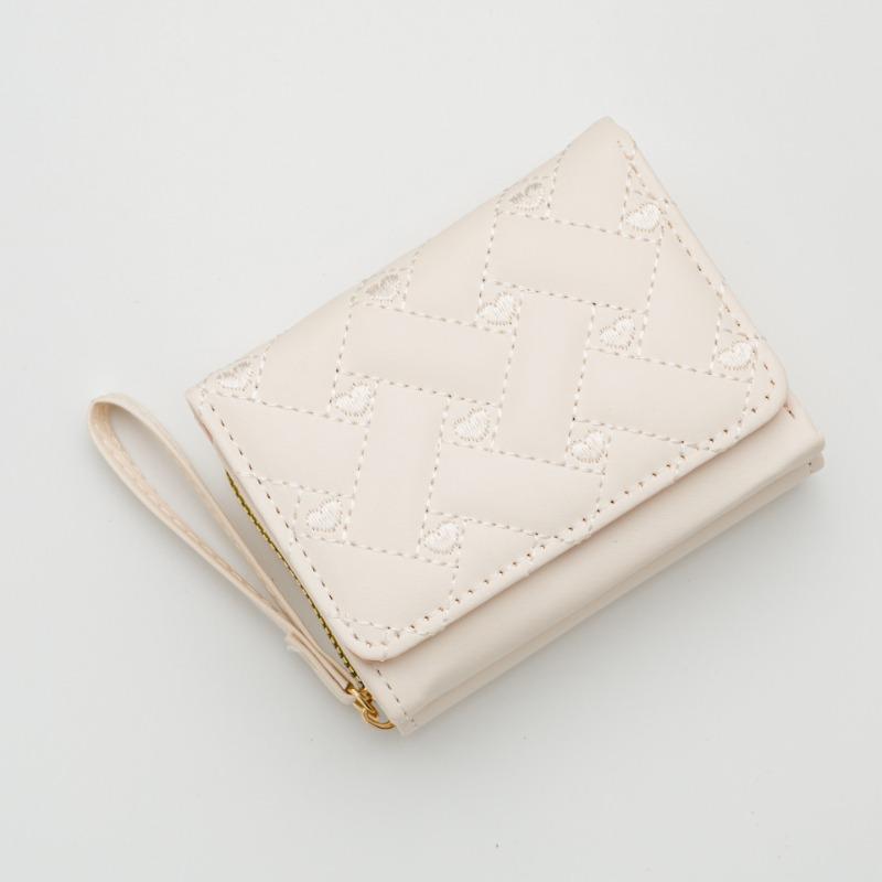 Versatile Women's Short Embroidered Wallet Zipper Buckle Large Capacity Trifold Card Bag Fashion Simple Multi Card Slots Wallet