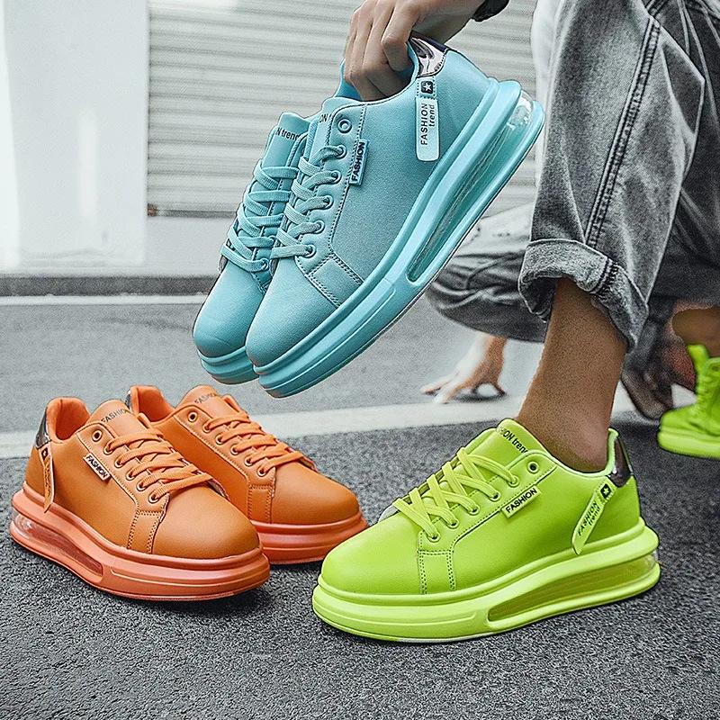 Fashion Platform Sneakers for Men Casual Shoes New Soft Comfortable Pu Leather Shoes Trend Brand Flats Casual Shoes for Man Tenis New
