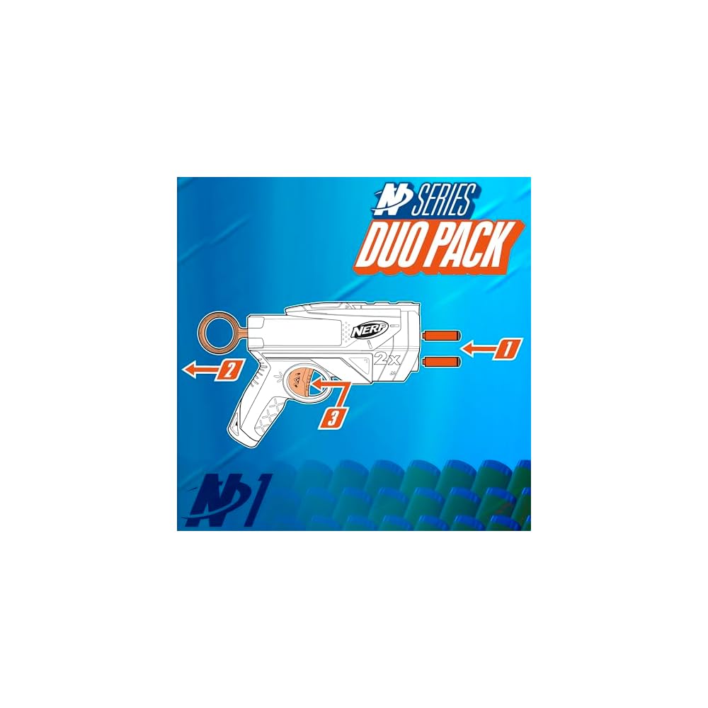 Hasbro Nerf N-Series Duo Pack Blasters with 12 Official N1 Darts for Outdoor Games Ages 8 and Up