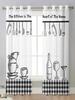 2Panels Chiffon Sheer Curtain Kitchen Curtain Kitchenware Chef Print  Voile Tulle Cortinas for Kitchen LivingRoom Window Cortina