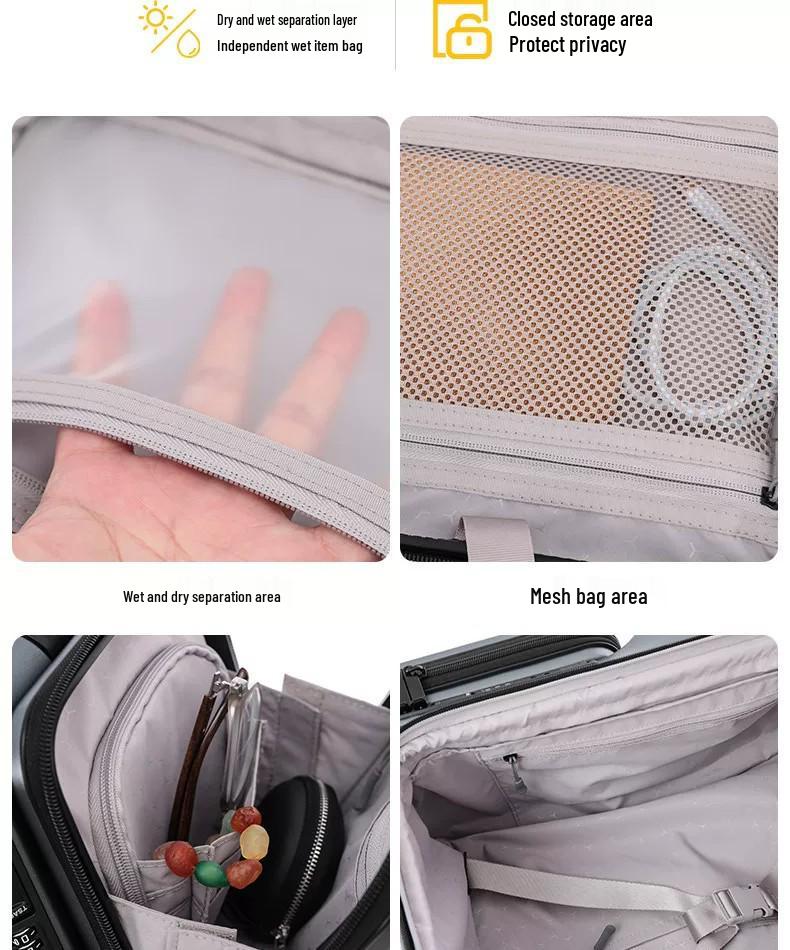 20-Inch Stylish Front-Opening Carry-On Suitcase for Short Trips and Business Travel