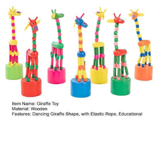 Wooden Dancing Giraffe Toy Elastic Rope Giraffe Puppet Toy Toddlers Boys Girls Educational Press And Swing Animal Toy