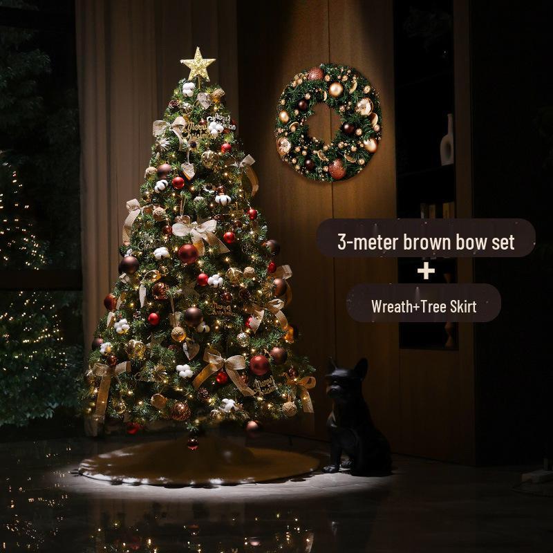 Large Encrypted Flickering Christmas Tree Ornament Set for Living Room Decor