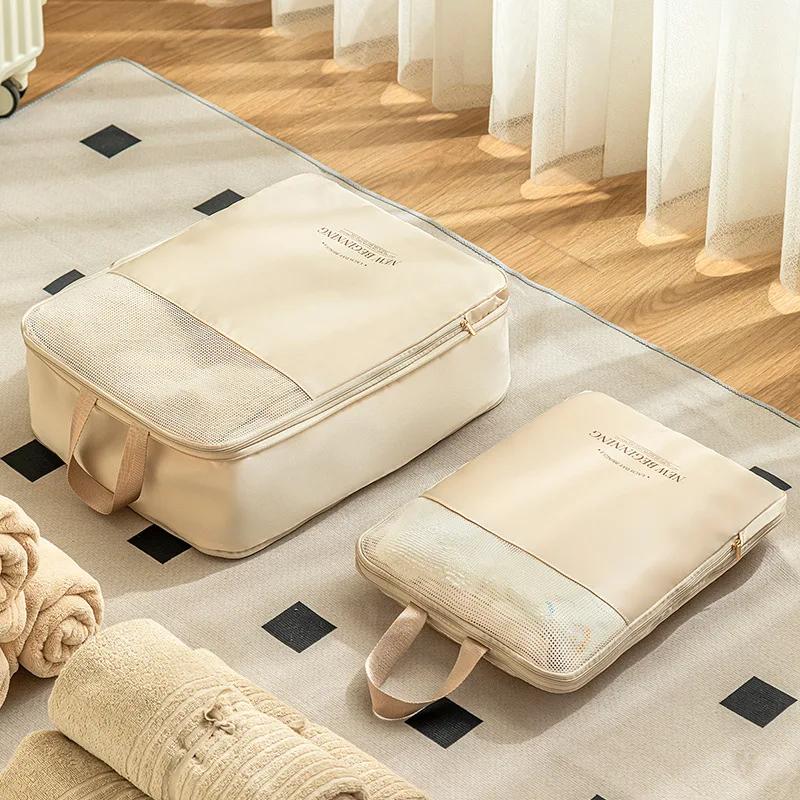 Durable Waterproof Nylon Travel Compression Packing Cubes:Suitcase Clothes & Underwear Organizer for Vacation Storage Essentials