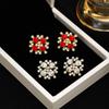 French-Designed Snowflake Diamond Stud Earrings: Retro Light Luxury, High-End Niche Style for Women