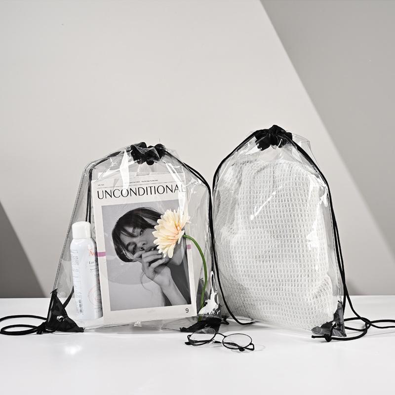 Waterproof Transparent PVC Drawstring Backpack with Logo Printing