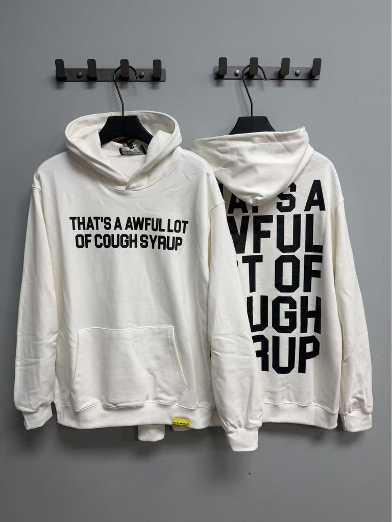 Módní americký styl Dlouhý rukáv Volná mikina pro muže a ženy - Vysoká gramáž Design s kašlovým sirupem