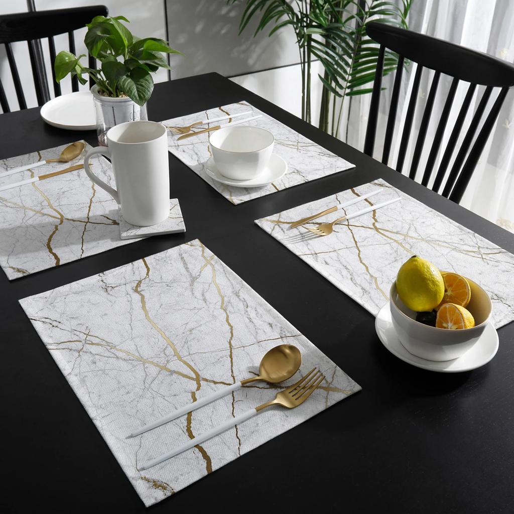 1pcs Placemats Marble Pattern Table Mats for Dining Table Kitchen Accessories Modern Home Decor Linen Tableware Pads Coaster
