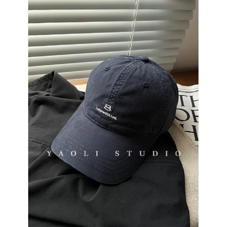 American-style street embroidery baseball cap for women with large head circumference, makes the face look smaller, curved brim for sun protection,