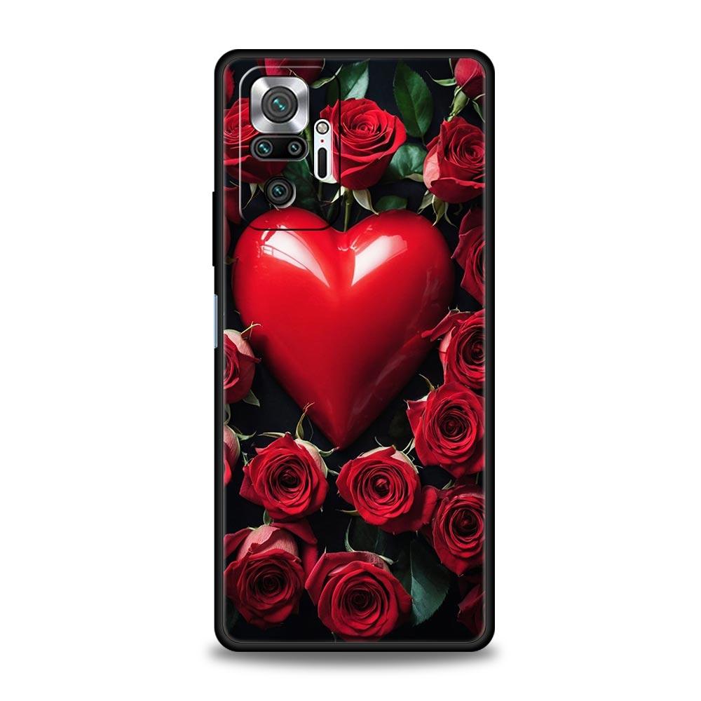 Beautiful Red Rose Flowers Phone Case For Xiaomi Redmi Note 13 12 5G 9S 9 8 10 11 Pro 4G 9T 13C 12C 10C 9C 9A 7 Pro Soft Cover