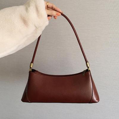 Korean Vintage Leather Shoulder Bag for Women Designer Bag Solid Dress Clutch Bag