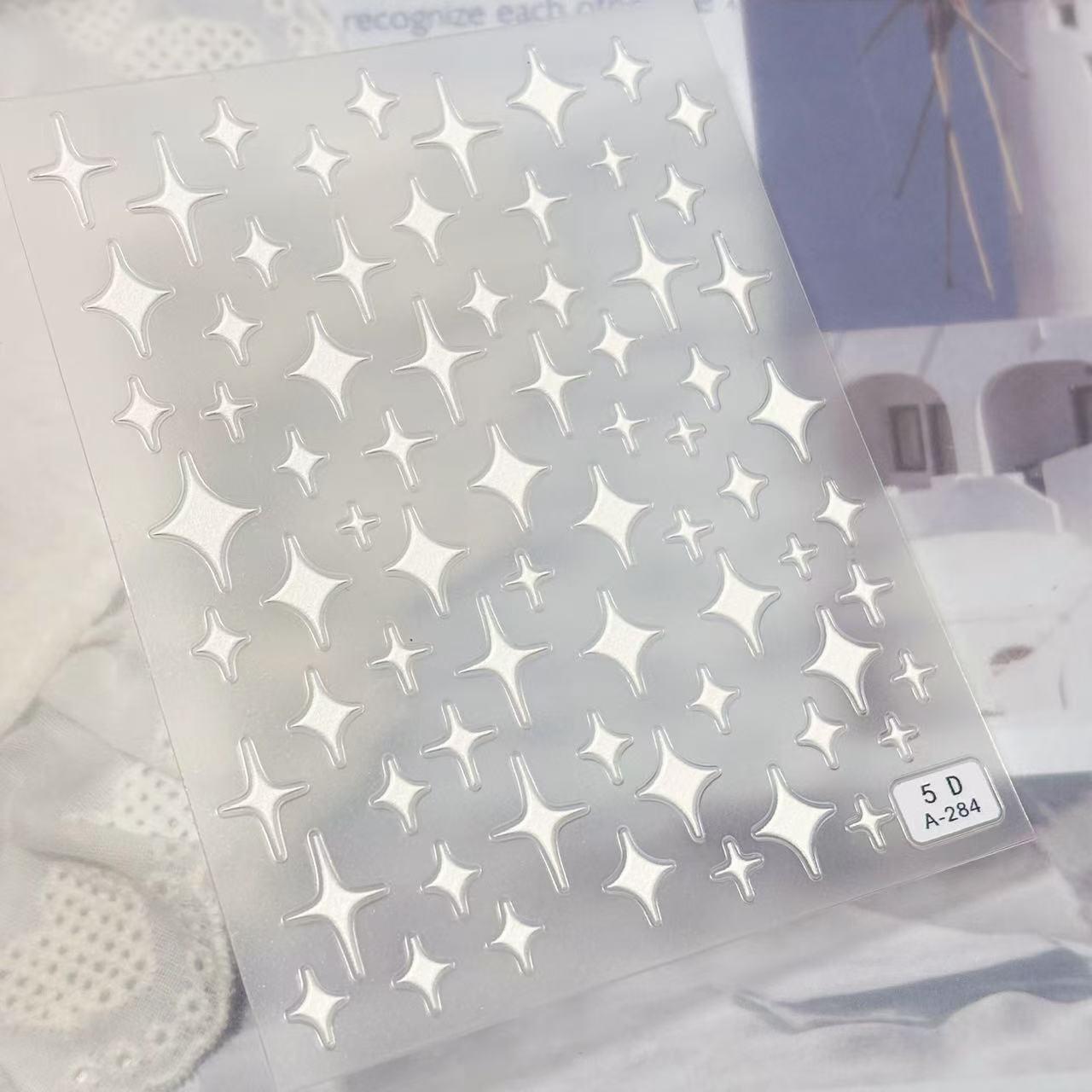 5D Embossed White Butterfly & Rose Nail Art Stickers - 3D French Retro Bow Decorations