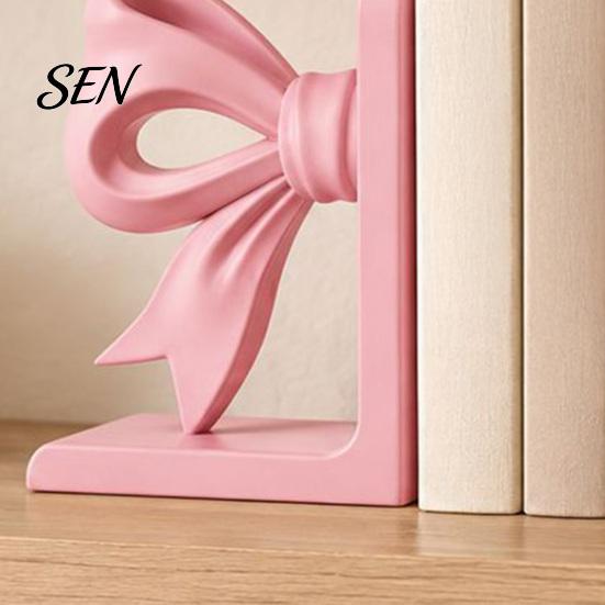Practical Gifts for Readers 2Pcs/Set 3D Printed Pink Bow Bookends Shelves, Decorative L-Shaped Book Stoppers Home Artistic Shelf Decor Office Desktop