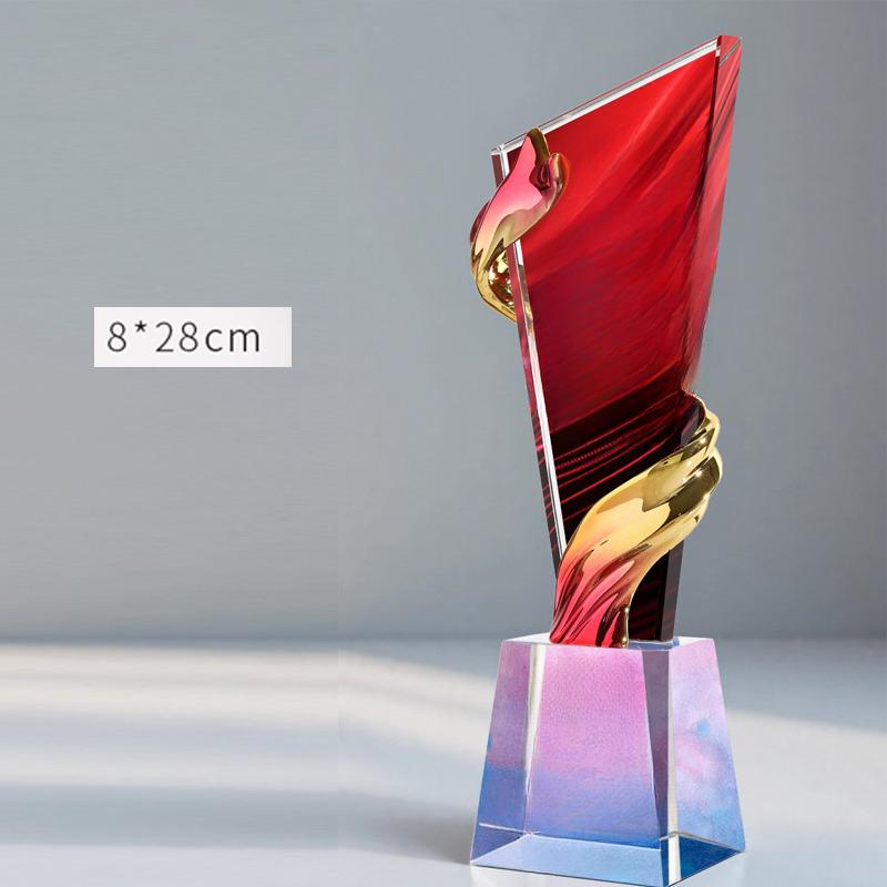 Customized Color Printed Crystal Trophy, Excellent Employee Medal Award Sports Competition Company Annual Meeting Souvenirs, 1Pc