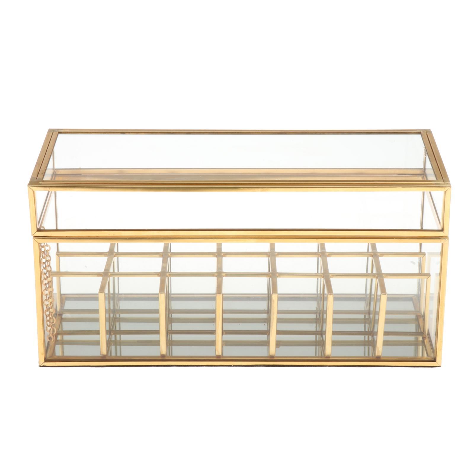 

Glass Lipstick Storage Box with Lid 21 Slots Transparent Clear Lipstick Holder Cosmetic Storage Makeup Display Case for Lipstick 14cm
