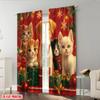 2pcs,2D plane printing Contemporary Curtains Cute Puppies Kittens Christmas Holiday (3) Versatile Polyester Fabric (without rod)