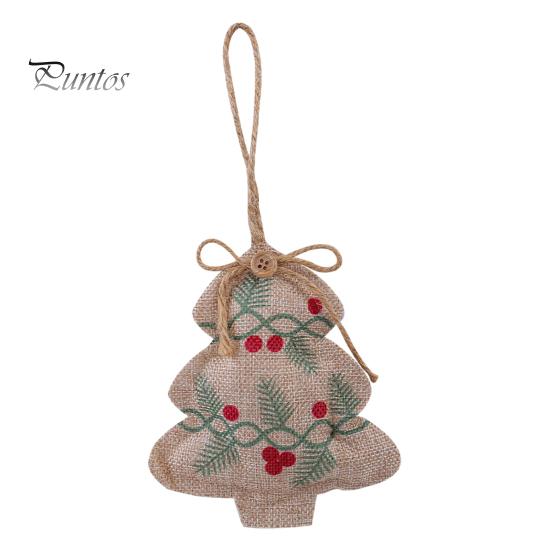 Five Pointed Star Tree Toppers Burlap Christmas Ornaments, Rustic Linen Fabric Hanging Decoration, Ball Stocking Farmhouse Ornaments Shaped