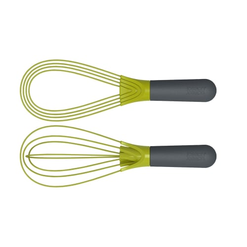 Joseph Joseph Twist Whisk - 2 In 1 - Flat and Balloon Whisks - Suitable for Nonstick Cookware, Silicone, Gray/Green [Authentic] 10539
