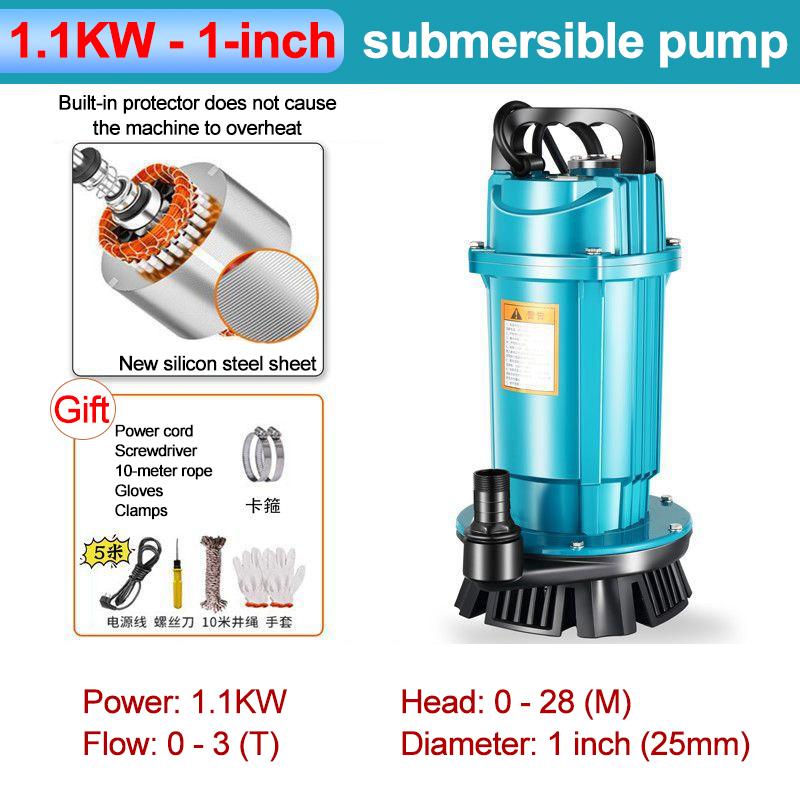 370W-1100W Submersible Pump, Agricultural Irrigation High-flow Water Pump,suitable for Garden,farm,swimming Pool Water Pumping